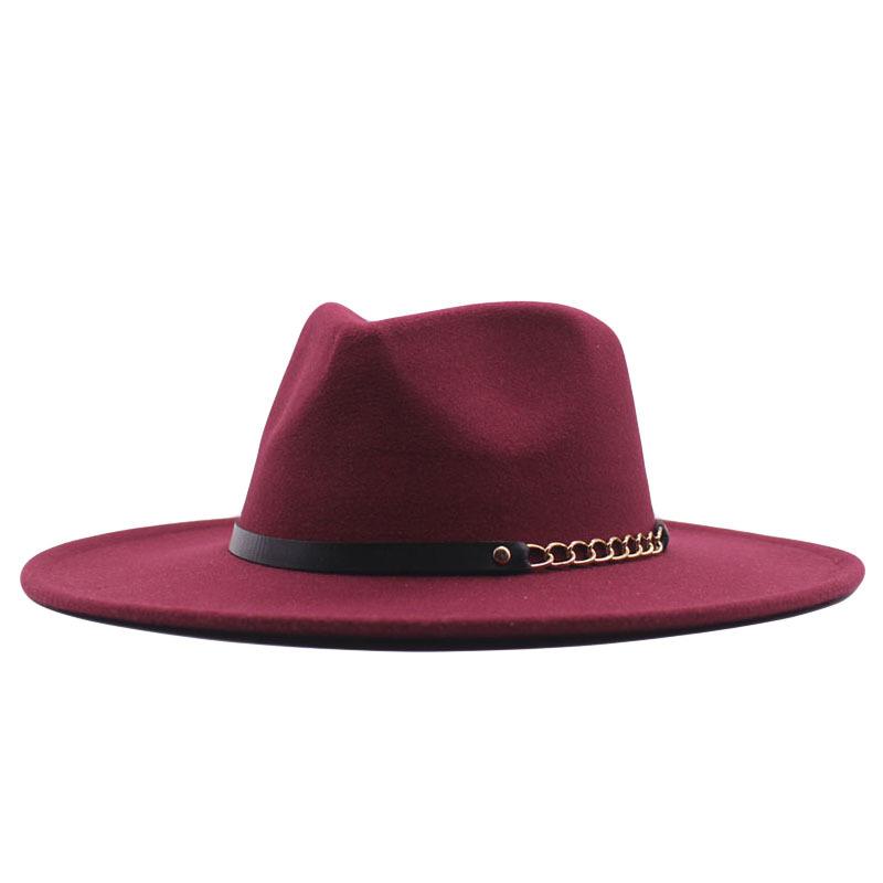 European and American Big-brimmed Jazz Hat, Autumn and Winter Men's and Women's British Woolen Hat, Convex Top Felt Top Hat