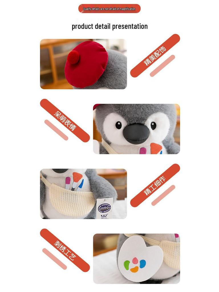 Adorable Penguin Chef Plush Holding Fish - Stuffed Toy & Gift