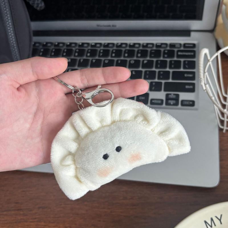 Cute Plush Dumpling Pendant Keychain Soft Stuffed Keyrings For Boy Girl For Bag Decorations Plush Toys Student Accessories