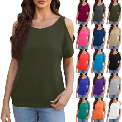 Women's Fashion Solid Color Round Neck Strapless Loose Casual Top