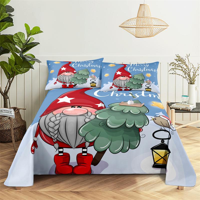 

Комплекты постельного белья Простыня с рождественским принтом Модный дизайн Двуспальная простыня для мальчиков и девочек Комплект простыней и наволочек 150X230cm(2Pcs)