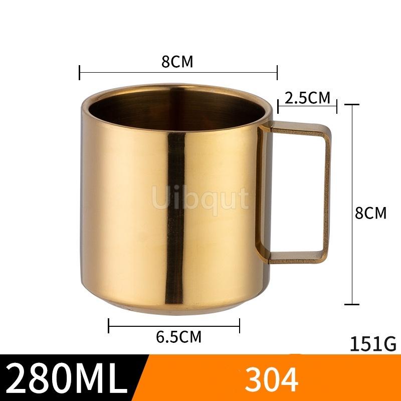 Edelstahl 180ml/200ml Kleine Tasse mit Henkel Doppellagig Hitzebeständig Wasser Kaffee Tee Tasse Set Mit Teller und Löffel Tasse