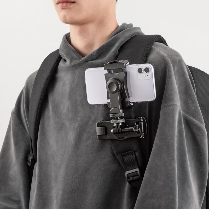 Smartohone Clip with  Cold Shoe Mount Stand 1/4 Tripod Stand Multifunction Phone Holder for Vlog Portable