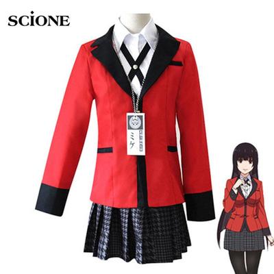 5PCS Full Set Anime Kakegurui Cosplay Costume Jabami Yumeko Cosplay Costume Igarashi Sayaka Uniform