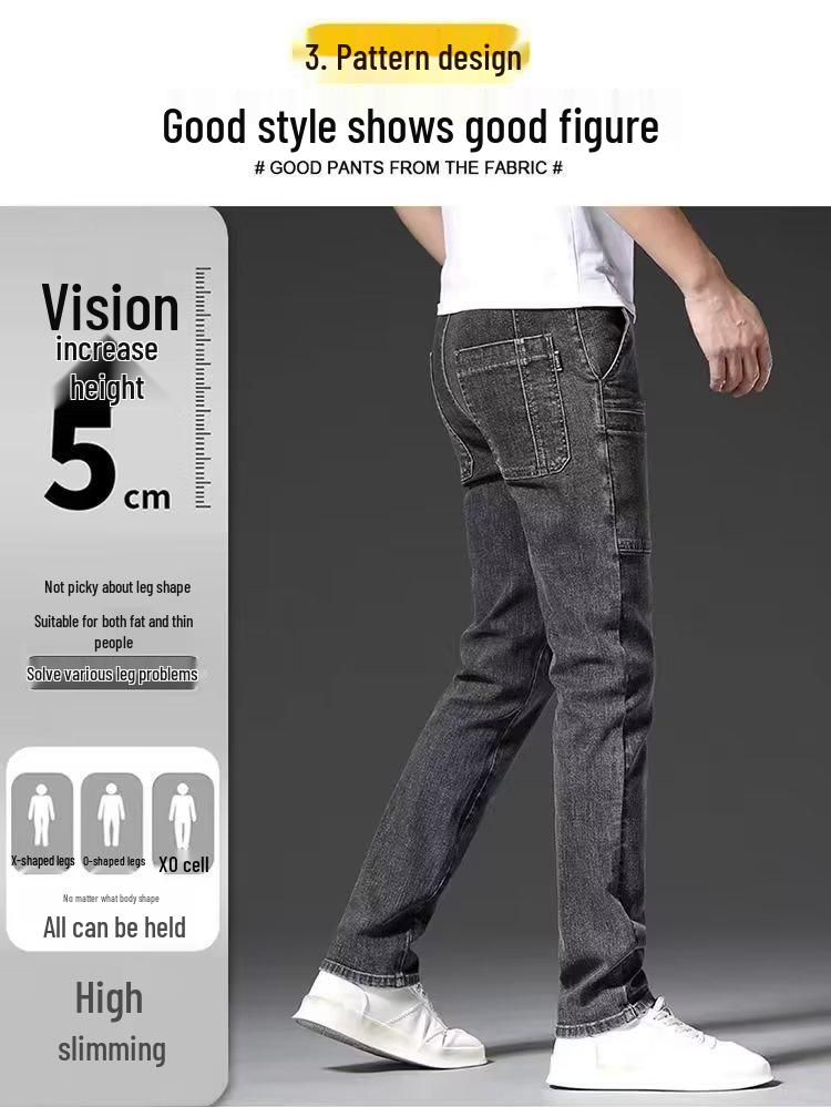 Jeans da Uomo alla Moda Slim Fit Gamba Dritta Multi-tasche Elasticizzati - Collezione Autunno/Inverno