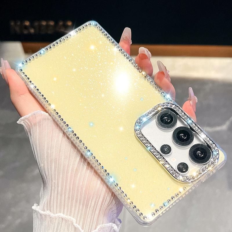 Suitable for Samsung S25 Mobile Phone Case A15 Flash Powder Transparent Edge Diamond A55 Luxury Laser Star S24 Protective Case 365G