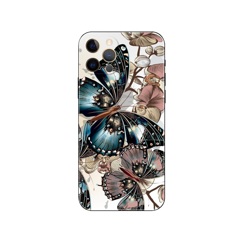 Schmetterling Blume Handyhülle für iPhone 5 5s 2020se 6 6s 7 8 plus x 10 XR XS 11 12 13 mini pro MAX schwarz TPU Rückseite