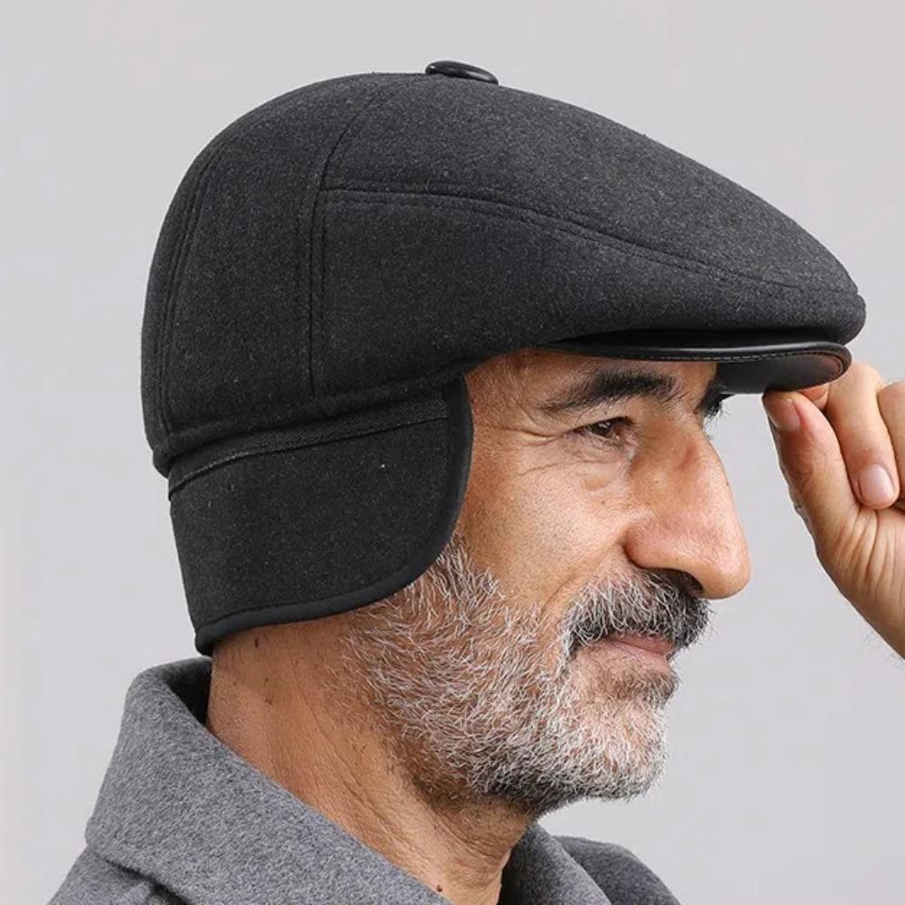 Middle Age Earflap Cap With Ear Flap Flat Caps Quality Men Berets  Men