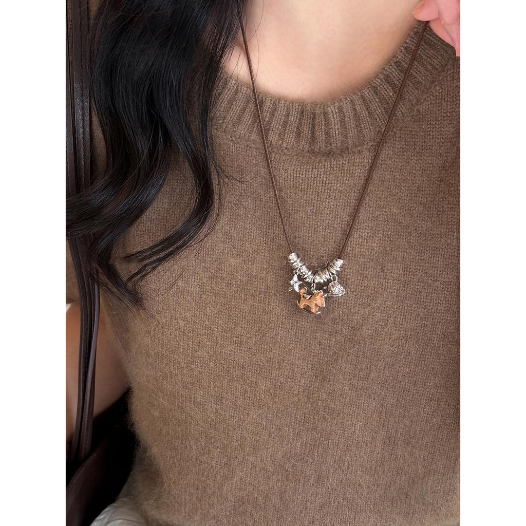 New Chinese style wooden pony pendant necklace retro temperament versatile sweater chain natal year necklace women