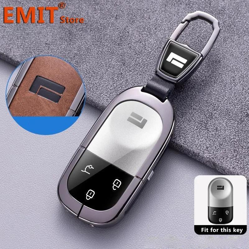 Fit For Baic Jishi Polestone 01 Polestones Zinc Alloy Genuine Leather Auto Key Fob Remote Smart Case Cover Housing Key Ring Ring Mount Auto