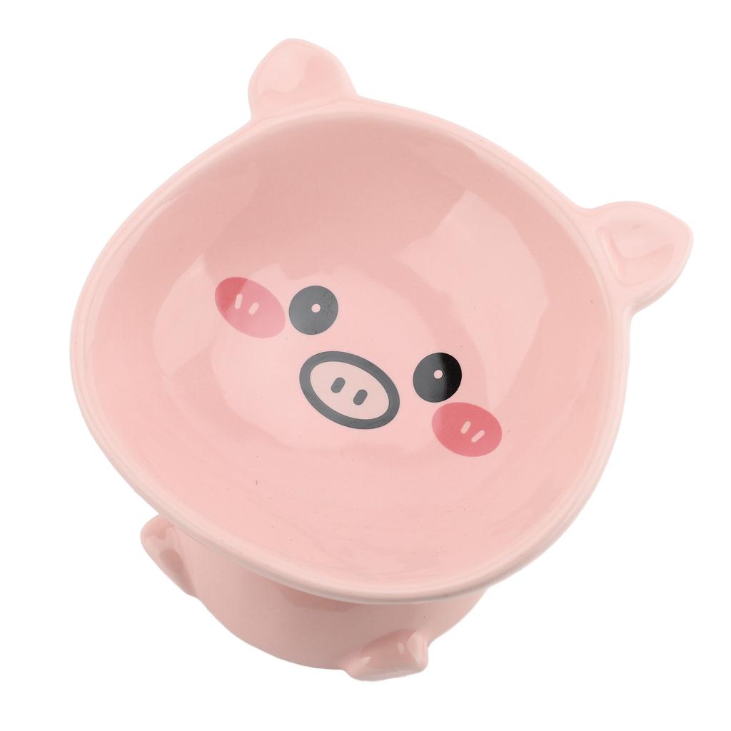 Cat Food Bowl Elevated for Dog Ceramic Cute Cartoon Animal Piggy Shape Tip Proof Home Multifunctiona