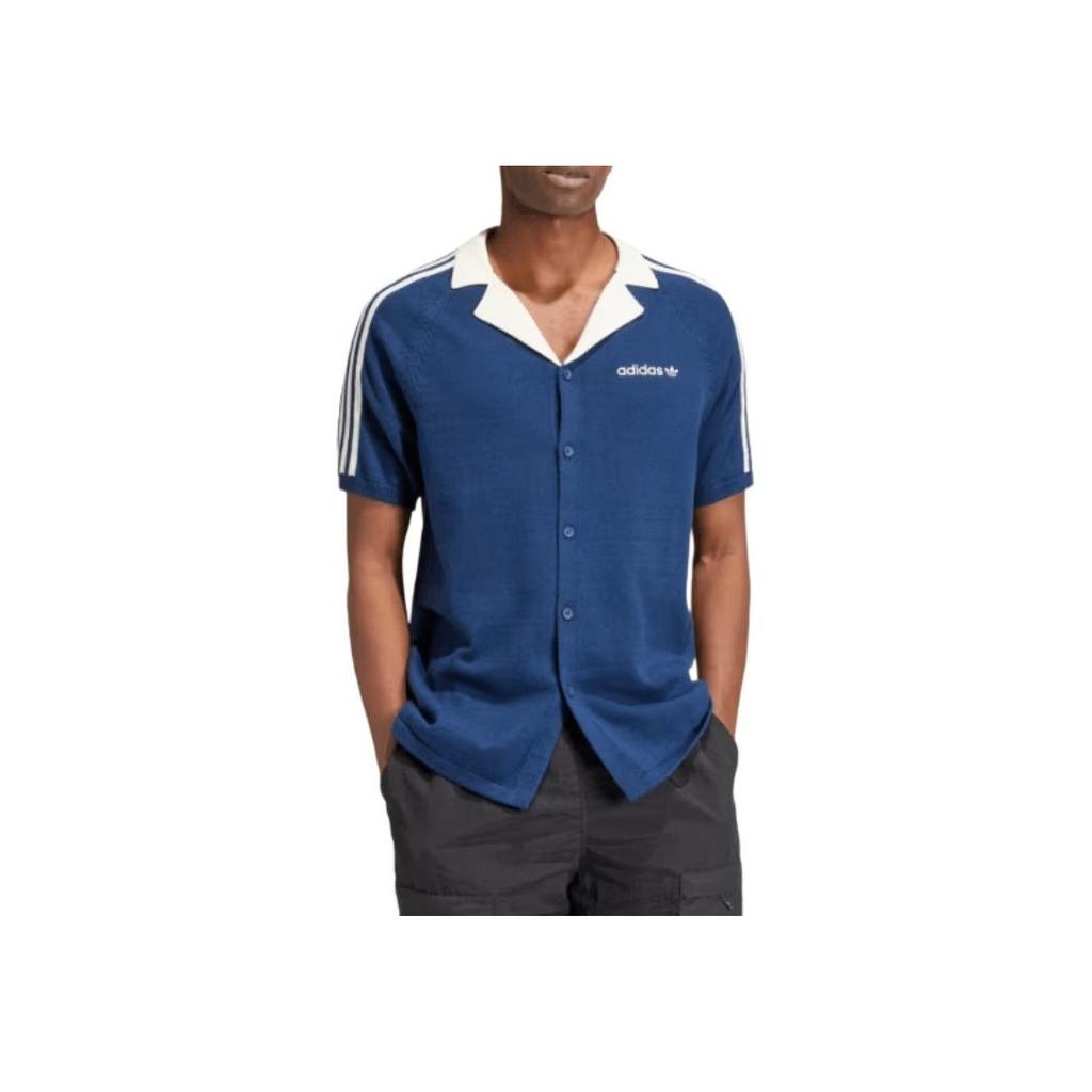 Adidas Premium Knitted Tee Night Indigo Men Streetwear IU0223