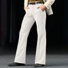Vintage Men's Bell-Bottom Solid Color Flared Trousers Spring Autumn Casual Pleated Suit Pants Men Stylish Slim Elastic Trousers
