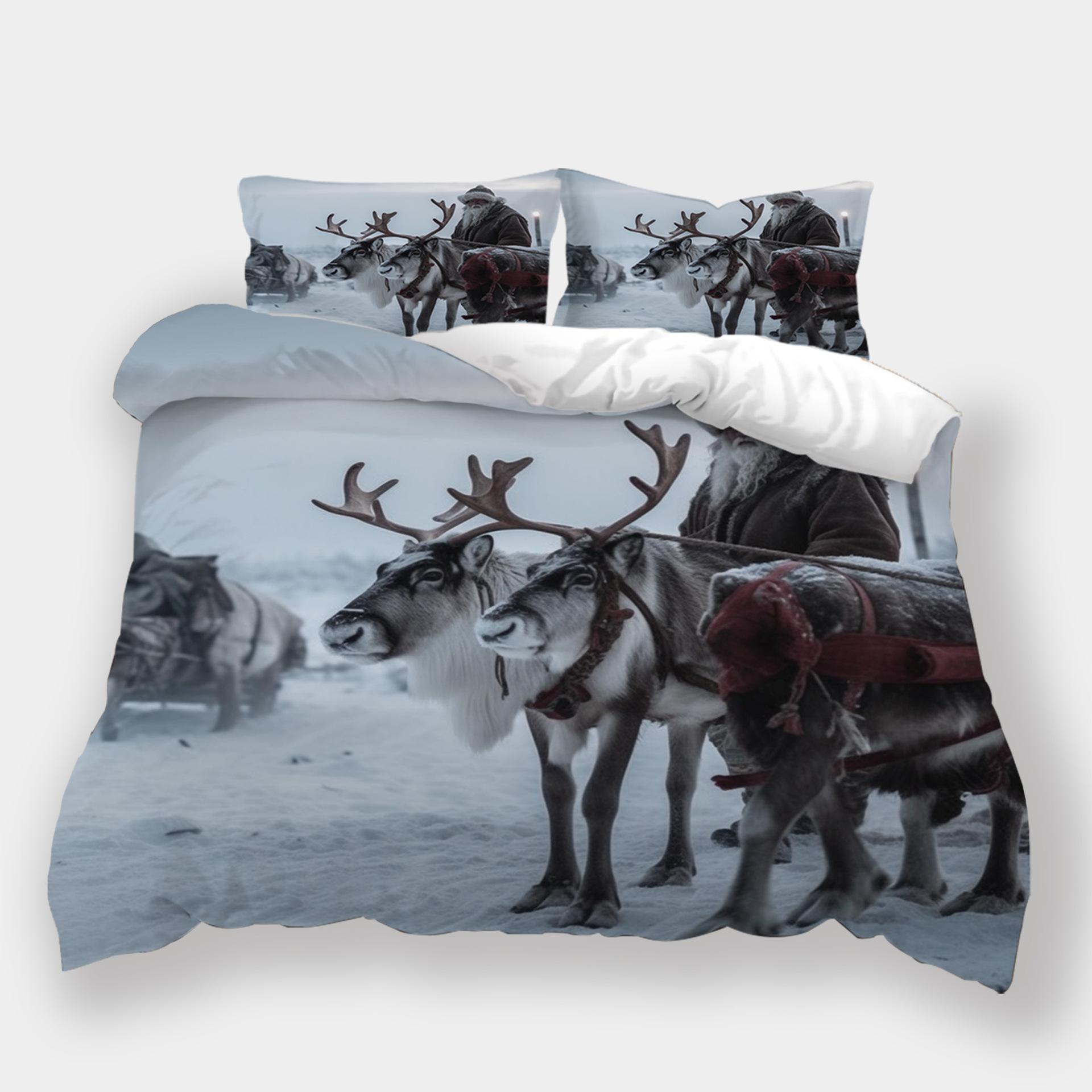 

Рождественская печать 3D-печать Полиэстеровая наволочка Пододеяльник Набор из двух или трех предметов EU Single 135*200