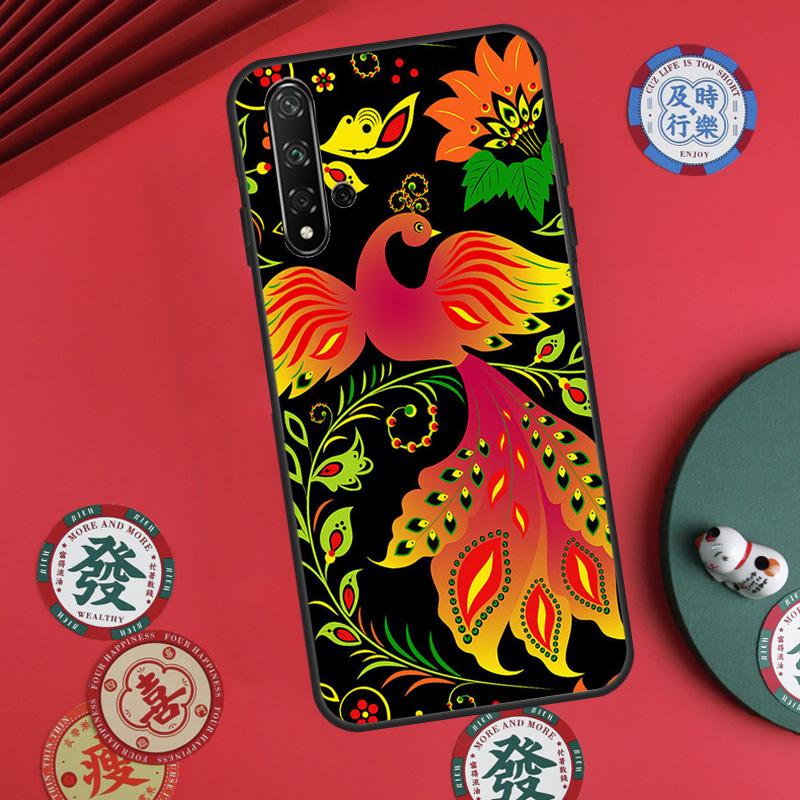 

Khokhloma Russian Pattern Flower For Huawei Nova 12s 7i 8i 11i 12i Y73 Y70 Y90 Y60 Y72 Y61 Y91 9 10 SE P30 Pro P40 Lite Case Huawei Nova 5T