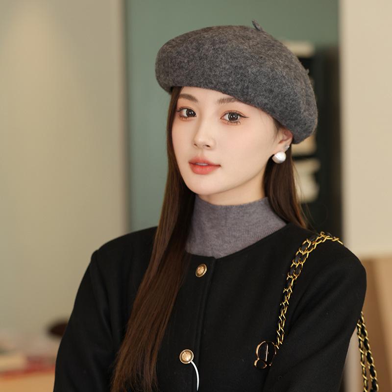 Versatile Korean Style Knit Beret for Women – Large, Warm, Gentle Autumn/Winter Hat