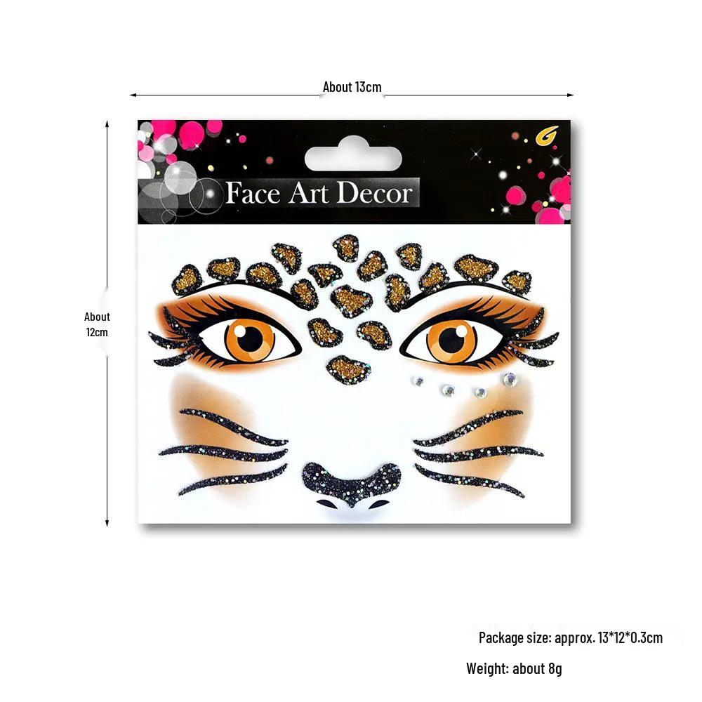 Set Maschera di Halloween per Bambini con Fascia Testa Testa di Leopardo e Orecchie da Gatto con Adesivi per il Viso