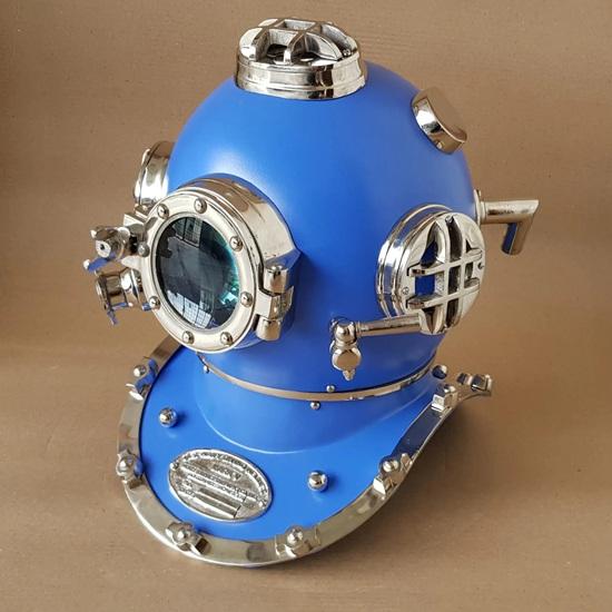 45.72 Cm Blue Scuba Diving Helmet Mark V Deep Diving Divers Helmet Home, Office Decor