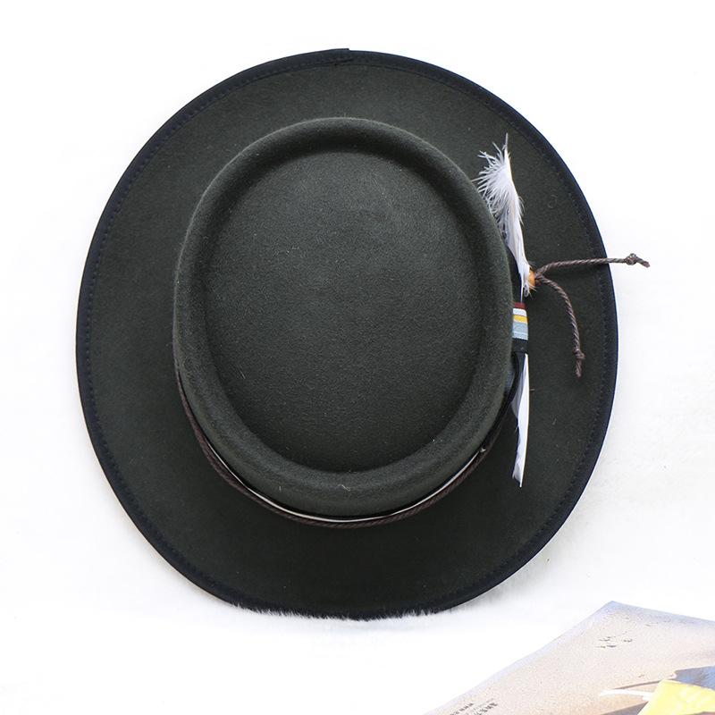 Sombrero Cowboy de Lana Tibetana Sombrero de Fieltro de Caballero Occidental Transpirable Jazz Sombrero de Invierno para Hombre