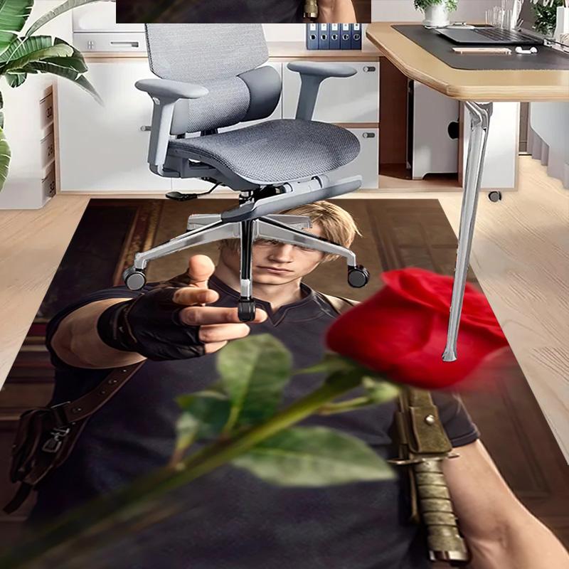 Resident Evil Leon'S Rose Carpet For Playroom Bedroom Living Room Sofa Home Decorkids Game Area Rug Nonslip Floor Mat