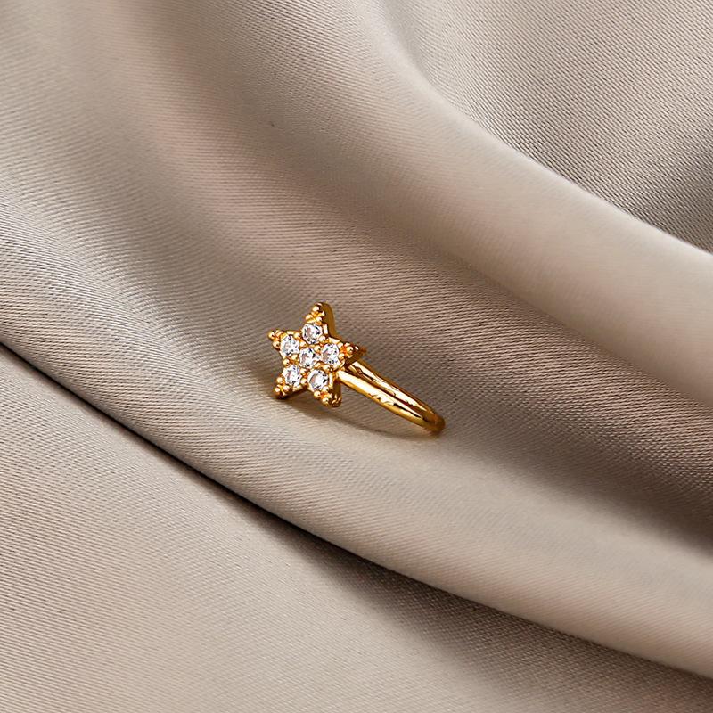New Popular Star Nose Ring Simple U-shaped Copper Micro-insert Non-perforated Nostril Trendy Zircon Geometric&Nose Rings & Studs&Face