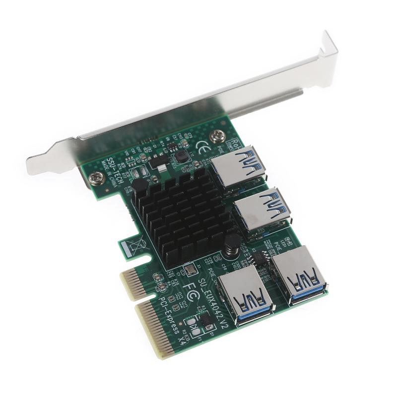 PCI-e 1 to PCIE 4 PCI-express Adapter 4x to 16x Mining r Card 1 to 4 USB 3.0 Multiplier Card for  Mining
