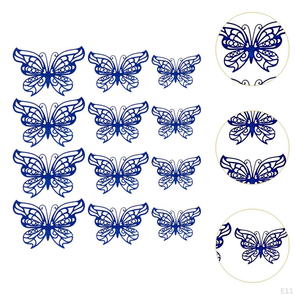 12 Count 3D Hollow Butterfly Wall Stickers for Event Decoration in Multiple Sizes