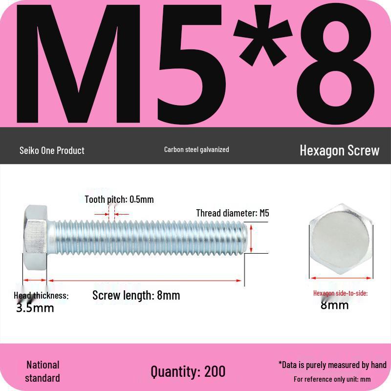 8.8 Grade Galvanized Hex Head Bolt, High-Strength M4-M30