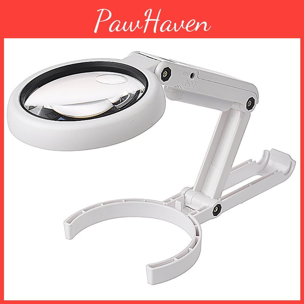Dual Magnifying 5x Glass 11x Use Table Lamp Super Bright Stand Non Slip Hand Held 8 Led Magnifier