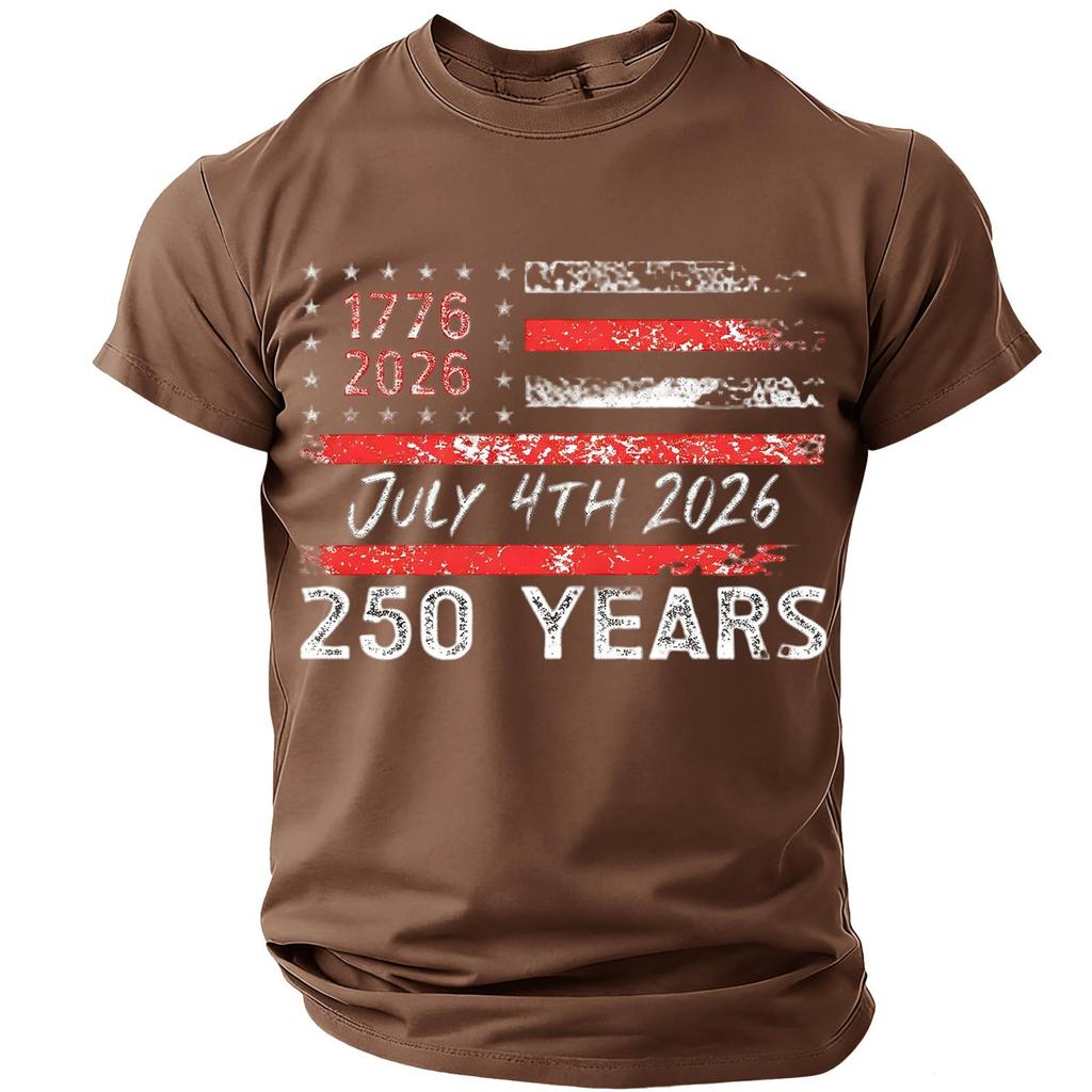 Men’s Casual Lightweight Short Sleeve Crew Neck T-Shirt with Printed Letter Graphic 1776 2026 July 4th 2026 250 Years Design Comfortable Fit