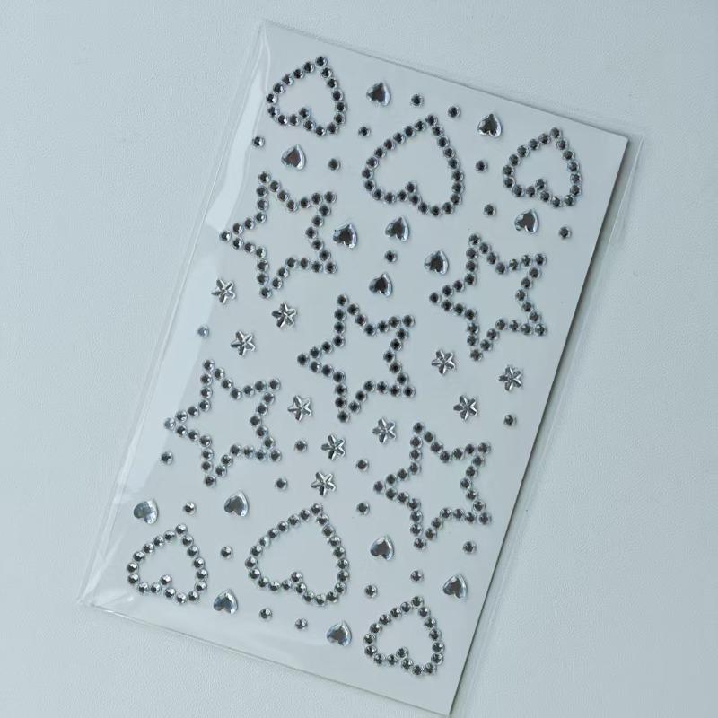 Beautiful Shiny Crystal Rhinestones Pearl Star 3D Stickers Scrapbook Phone Case DIY Decorations Dance Show Makeup Face Stickers