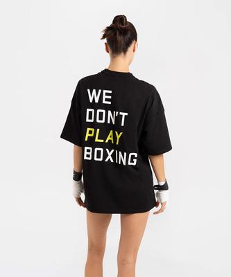 BOXRAW We Dont Play Boxing Oversized T-Shirt - Women'S W Bxrw-U-Wdpbt-W [Black/Yellow] (Type A)