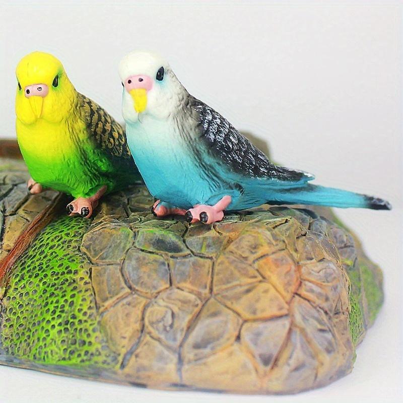 2PCS Creative Simulation Parrot Parakeet Miniature Landscape Ornament Animal Model Lawn Figurine Artificial Bird Photography
