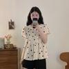 French Style Foreign Style Age-reducing Love Short-sleeved Shirt Women's Summer New Design Sense Niche Loose Pleated Top