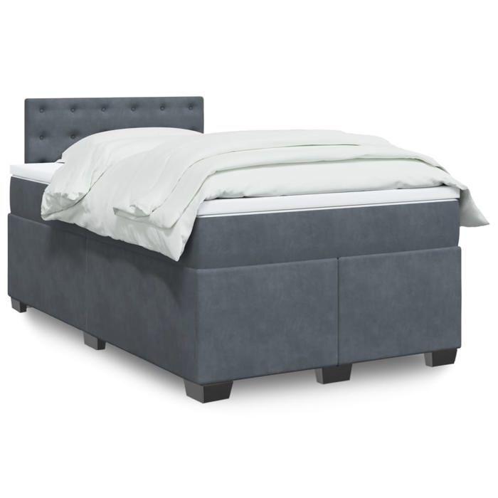 Maison Exclusive - Sommier à lattes de lit et matelas gris foncé 120x190cm velours
