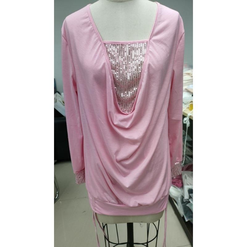 Damemote Uformell vår høst ensfarget trykk Langermet firkantet krage bluser og skjorter