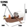 Assemble Small Particle Building Block Drifting Raft Pirate Gunboat Port Scene Tabletop Ornament