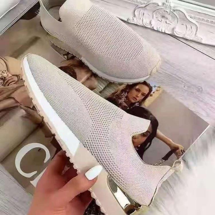 New Large Size Women's Shoes Wish Fly-woven Socks Sports Shoes Elastic Large Size Women's Shoes Breathable Sports Shoes