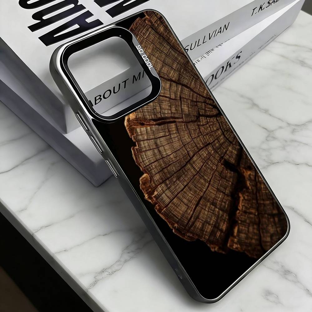 

N-Текстура натурального дерева Чехол для телефона для iPhone 17,16,15,14,13,12,11 Plus,Pro Max,XS,Красочная серебристо-черная крышка iPhone11PROMAX