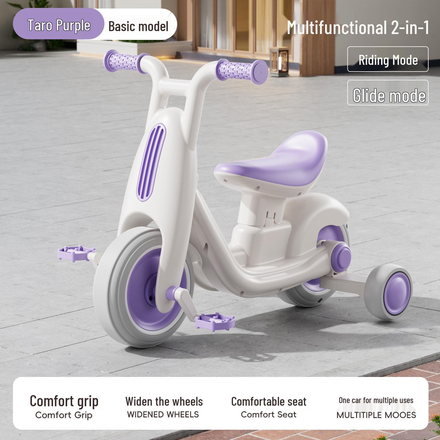 Children s 2-8 Years Tricycle with Lights, Music, Anti-Rollover Design, Pedals & Push Handle