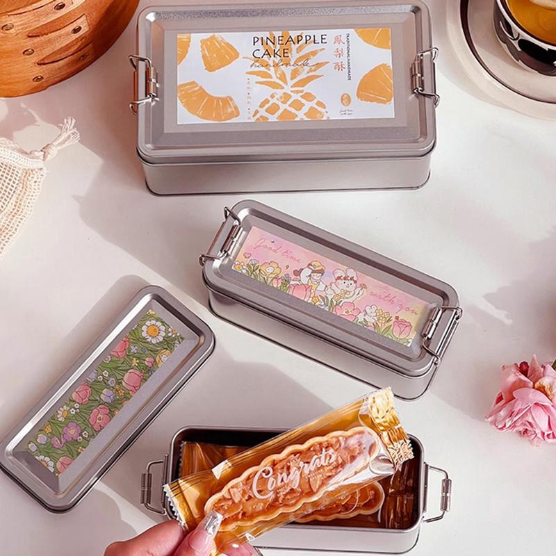 Rectangular Tinplate Cookie Tins Box With Lid Dustproof Home Kitchen Desktop Storage Tin For Candy Coffee Tea Jewelry Chocolate