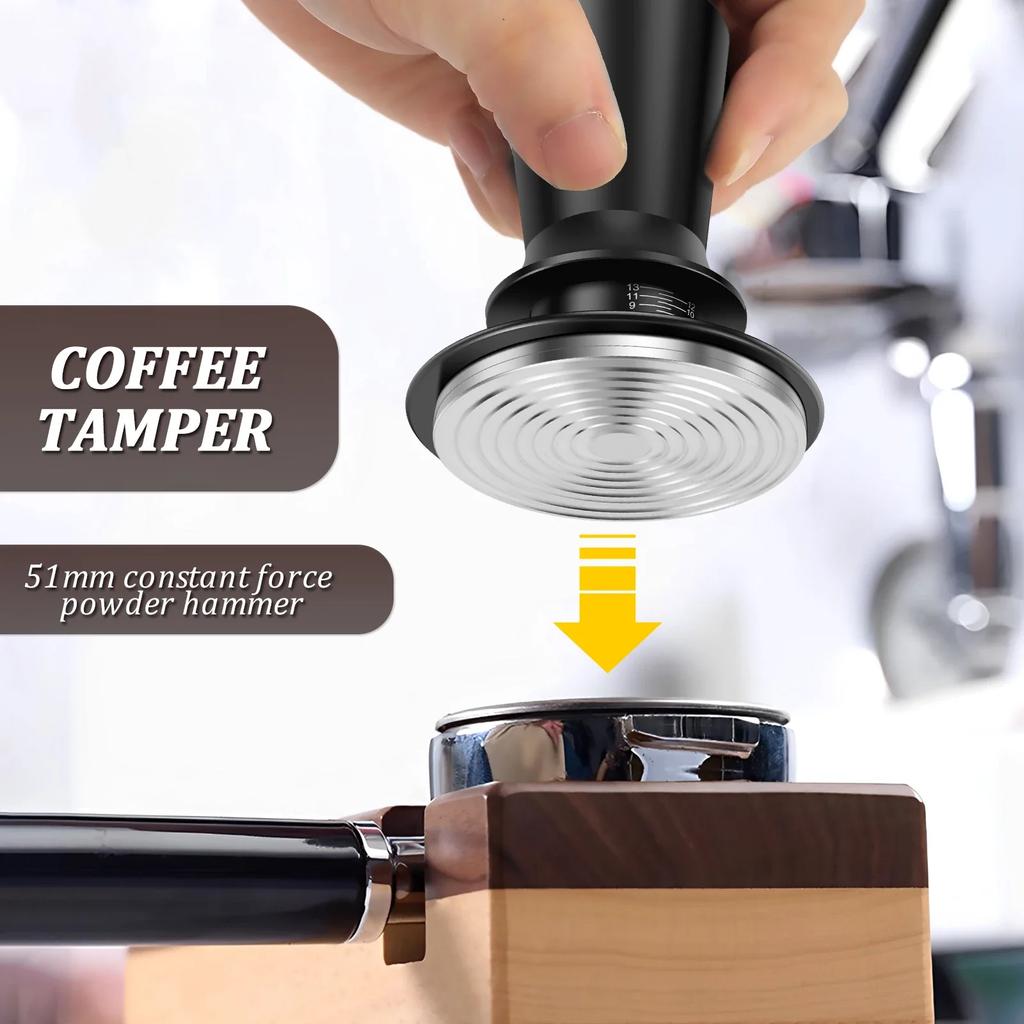 5/2pc 51MM Espresso Tamper Coffee Ground Tamper Tool with Constant Pressure Calibrated Spring Professional Espresso Hand Tampers