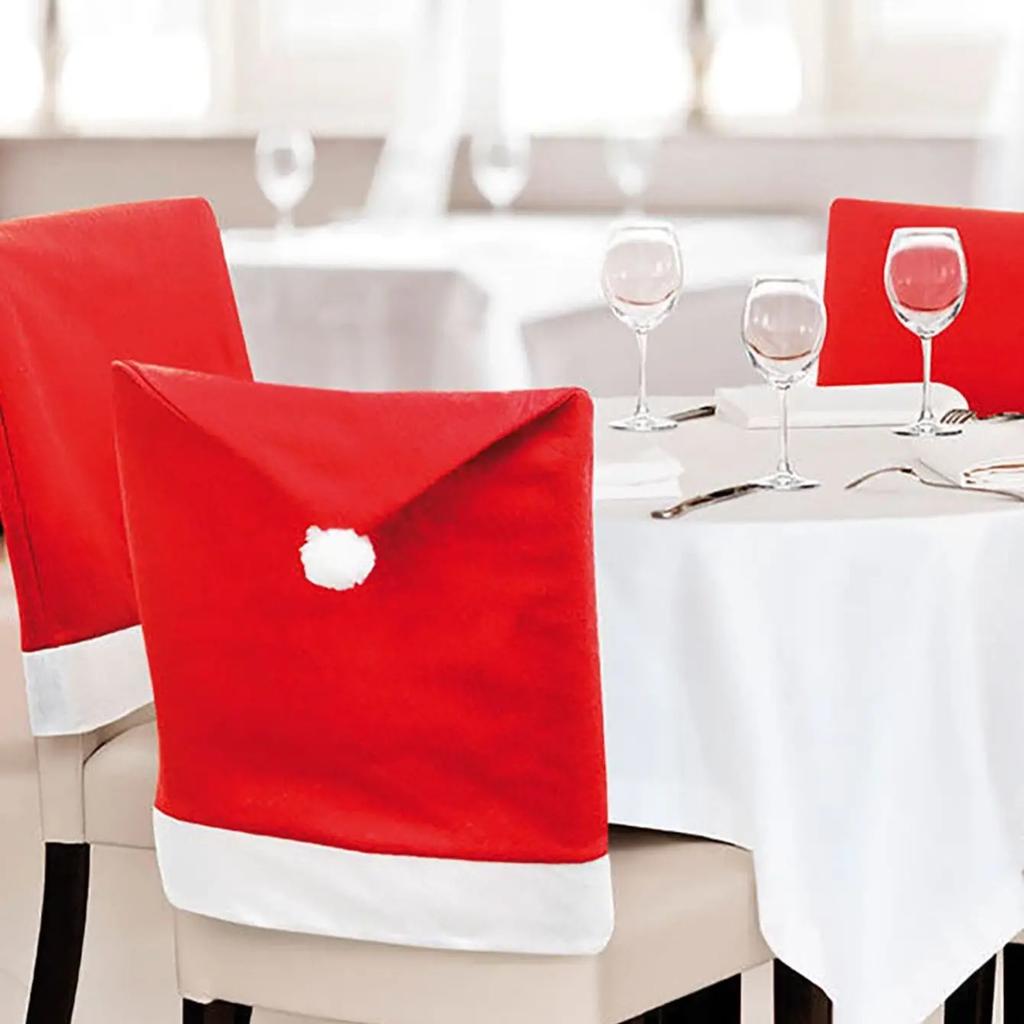 6 stuks - Rode stoel, Kerstmuts, niet-geweven tafel, comfortabele en zachte vakantieartikelen