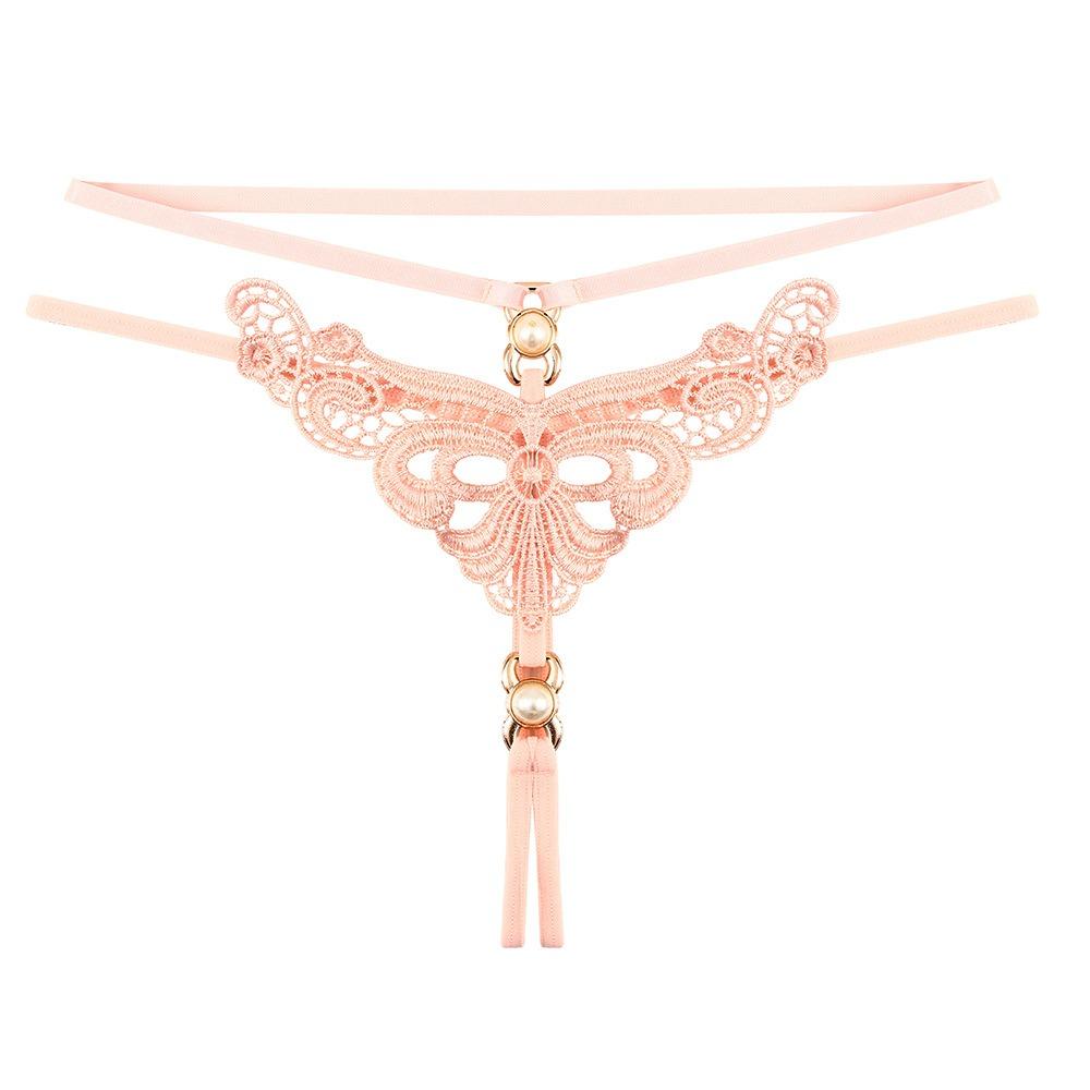 Stimulating Panties Women's Hot Hollowed-out Embroidered Pearl Yin Sm Bundled Tuning Open File Free Temptation Thong
