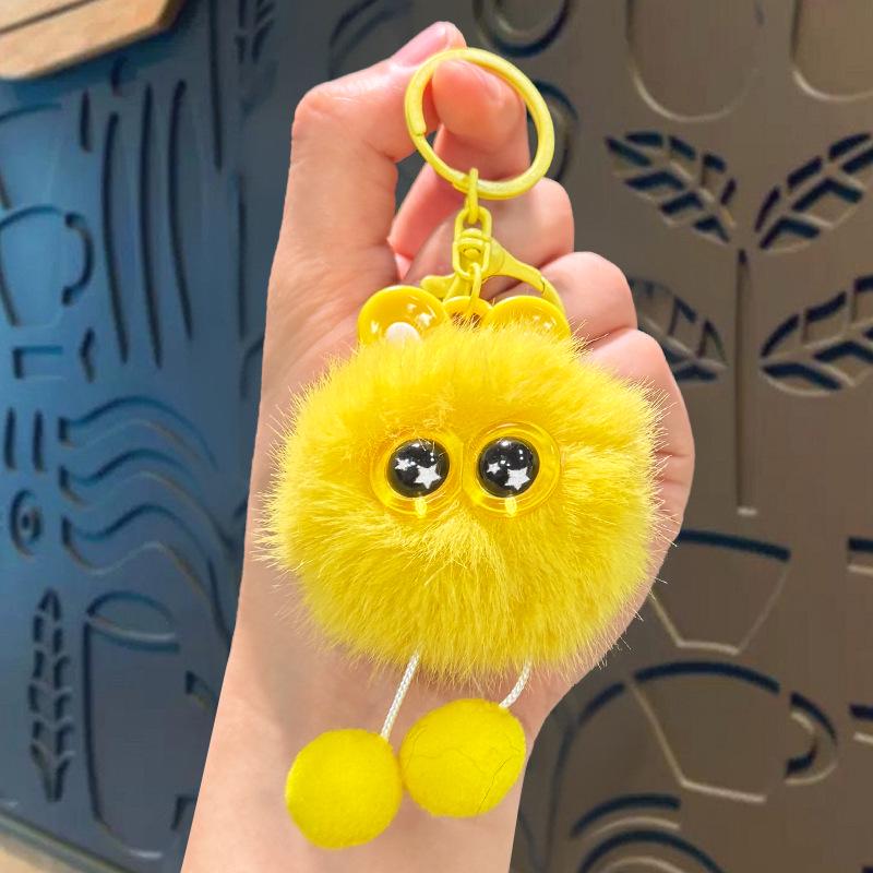Starry Eyes Rabbit Plush Keychain – Cute Portable Doll Pendant for Girls