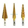 B0KB Straight Fluted Pagoda Step Drill Hexagonal Shank Reamer Bit Titaniums Coated