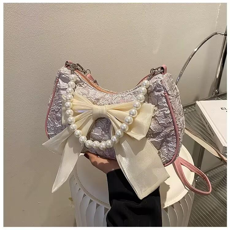 Niche design sweet style bow underarm bag women's summer 2025 new trendy fashion versatile shoulder bag women