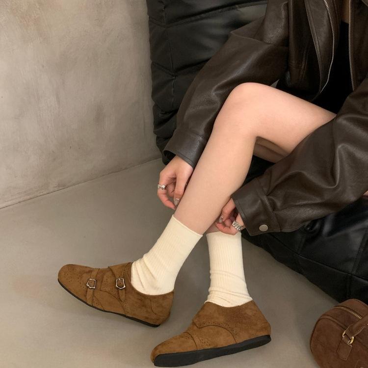 

Ретро туфли Мэри Джейн с пряжкой на одном слове и скрытой платформой для увеличения роста, женские, новые осенние 2025 года, маленькие кожаные туфли с леопардовым принтом, лоферы с квадратным носком, одинарные туфли 40