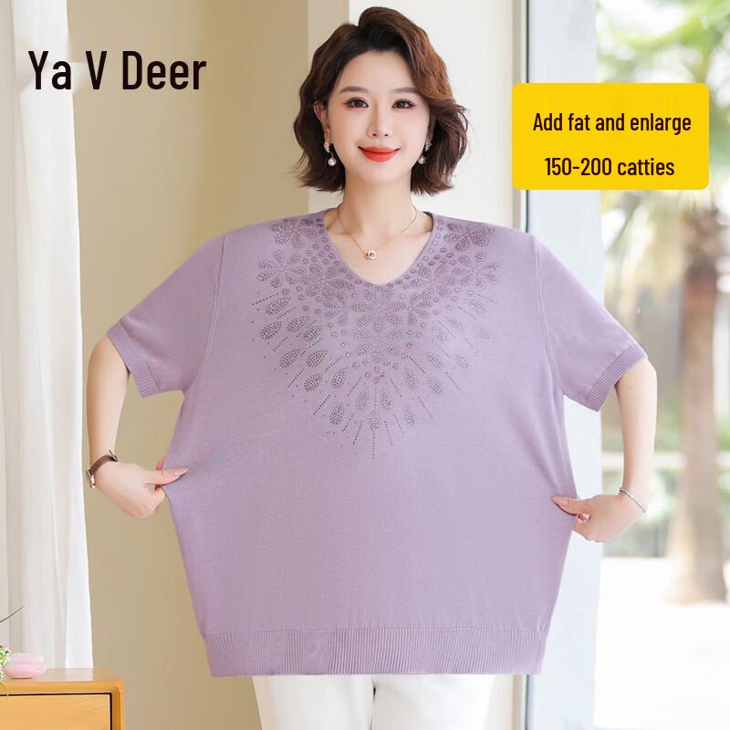 Women s Plus Size Ice Silk V-Neck T-Shirt 5XL