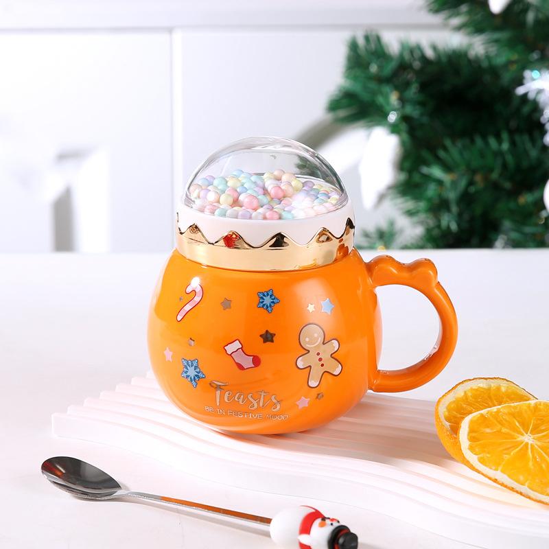 

Christmas Cup Gift Box Ceramic Cup Set with Lid Spoon Mug Water Cup Gift Souvenir Christmas Eve Cup 420ML
